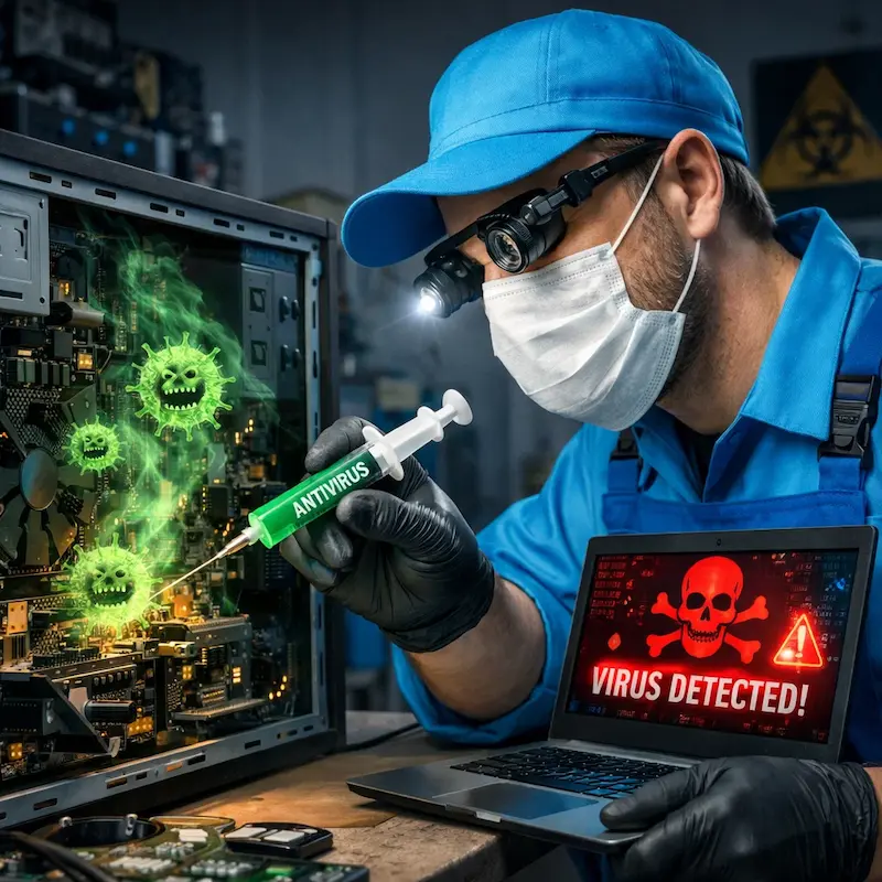 Лечение компьютера от вирусов в Бердске на дому